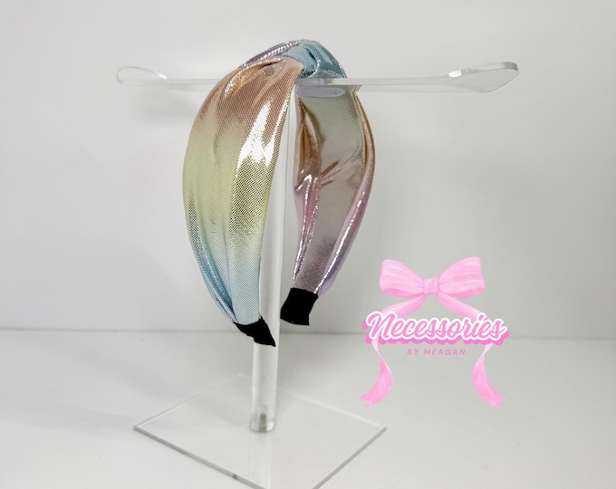 Pastel Rainbow Metallic Knotted Headband
