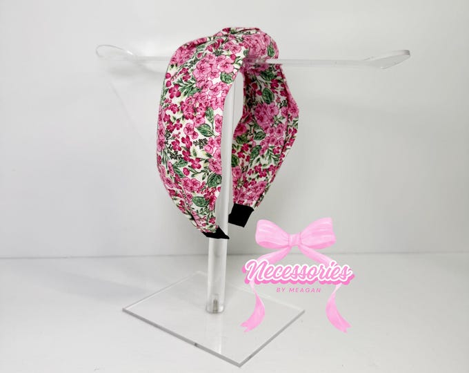 Pink Floral Knotted Headband