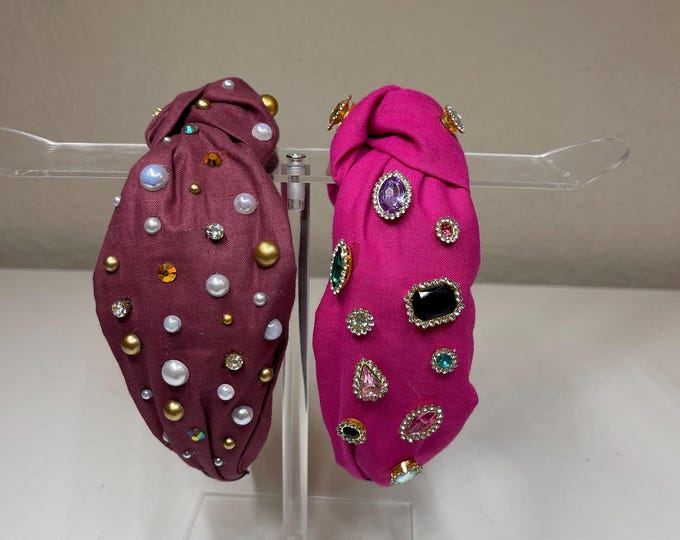 Pearl & Jewel Embellished Knotted Headbands (Sold Seperately)