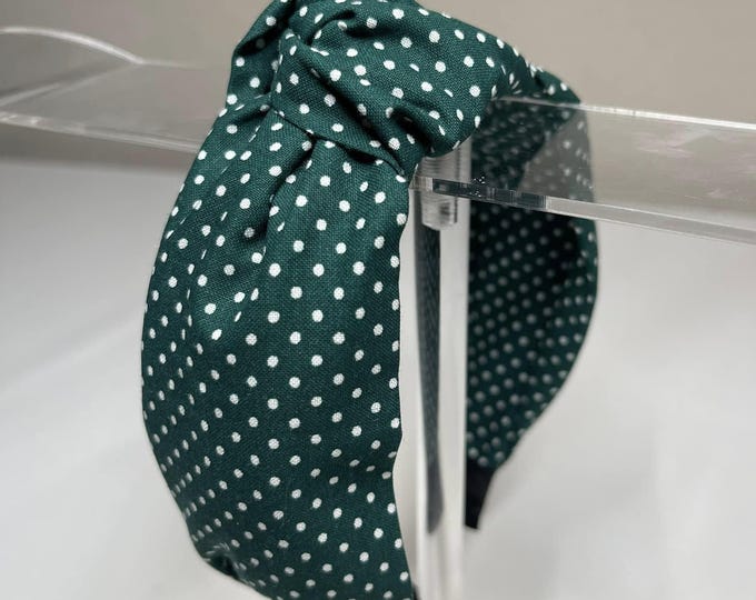 Forest Green Polka Dot Knotted Headband