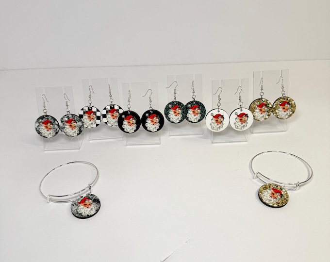 Classic Santa Earrings & Bracelet
