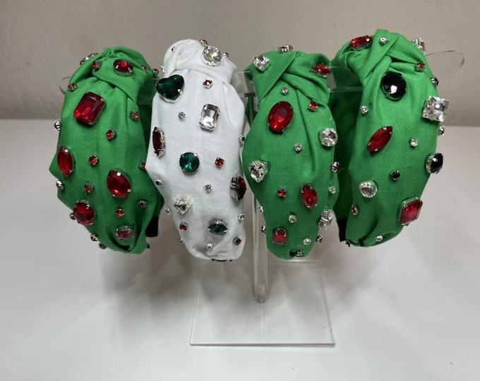 Jeweled Christmas Knotted Headbands
