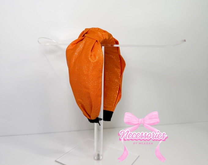 Orange With Silver Glitter Knotted Headband