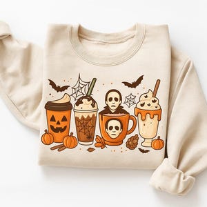 Spooky Halloween Drinks Sweatshirt: Ghost Latte Coffee Crewneck