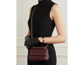 Gants en cuir noirs pour femme | Peau de mouton douce | Gants d'hiver de luxe | Confort doublé de soie
