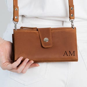 100% Genuine leather crossbody phone wallet, Leather wallet with strap for women, Leather wallet clutch women,Leather wallet crossbody purse