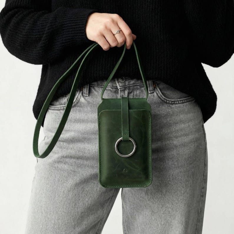 100% echtes Leder Crossbody Handytasche, Handgemachte Handytasche, Crossbody Handytasche, Schlanke Handytasche, Leder Handytasche Crossbody Bild 5