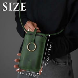 100% echtes Leder Crossbody Handytasche, Handgemachte Handytasche, Crossbody Handytasche, Schlanke Handytasche, Leder Handytasche Crossbody Bild 3