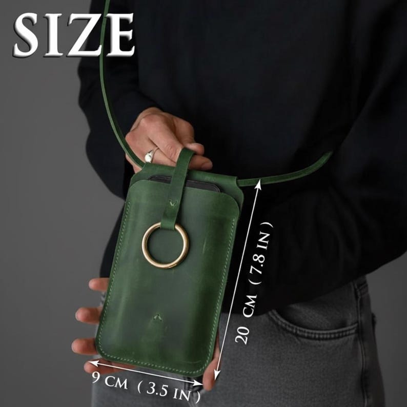 100% echtes Leder Crossbody Handytasche, Handgemachte Handytasche, Crossbody Handytasche, Schlanke Handytasche, Leder Handytasche Crossbody Bild 3