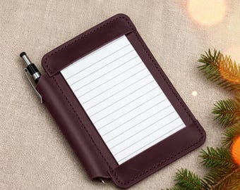 100% Genuine leather note card holder, 3x5 Index card holder, Leather padfolio, Leather jotter holder, Personalized note card holder