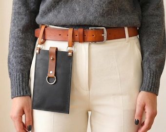 100% Genuine Leather Belt Pouch, Handmade Waist Bag, Phone Holster for Belt, Leather Hip Pouch, Utility Belt Bag, Gift for Her