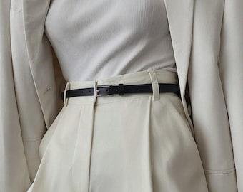 Thin leather belt for women, Real leather belt women, Skinny leather belts for women, Classic leather belt, Leather belt plus size