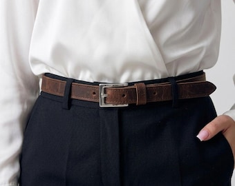 100% Real leather belt women, Thin leather belt for women, Skinny leather belts for women, Leather belt plus size, Classic leather belt
