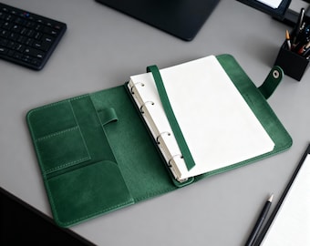 100% Genuine leather binder cover, Leather refillable notebook,3 ring binder cover,Personalized a5 notebook,A5 binder 6 ring,A5 binder cover