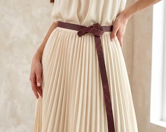 Isabel marant belt, Genuine Leather Tie Belt, Thin belt for women,Leather knot belt,Skinny belts for women,No buckle belt women, French belt
