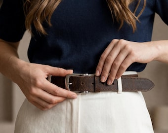 100% Genuine Leather Waist Belt Women, Leather belt plus size, Handmade leather belt women, Brown leather belt women, Tan leather belt women