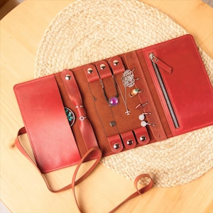 100% echtes Leder Reise Schmuck Etui, Leder Schmuckrolle personalisiert, Leder Schmuck Organisator, Leder Schmuckaufbewahrung