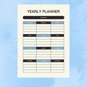 Yearly planner- Digital download pdf
