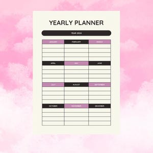 Yearly planner- Digital download pdf