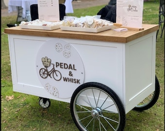 Folding Mobile Bar Cart, Heavy Duty Wheels, Event Beverage Station