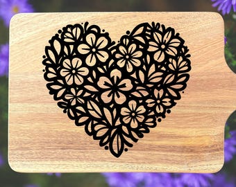 Acacia Charcuterie Board "Purple Flowers"