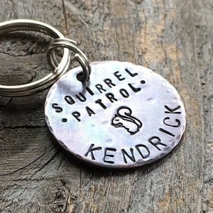 Dog Tag, Dog Tags for Dogs, Pet ID, Custom Pet ID, Squirrel Patrol, copper, Hand Stamped, Name Tag, Dog Tags, Cat Tags, Pet ID Tag