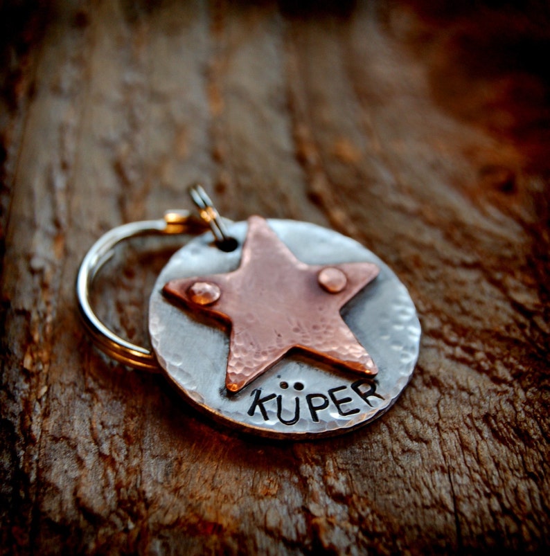 Dog Tags, Dog Tags for Dogs, Pet ID Tags, Custom Pet ID, Hand Stamped, Personalized, Cat Tags, Name Tags, Pet Tag, Kuper , copper star image 4