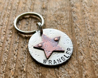 Dog Tags, Dog Tags for Dogs, Pet ID Tags, Custom Pet ID, Hand Stamped, Personalized,  Cat Tags, Name Tags, Pet Tag, western, copper star