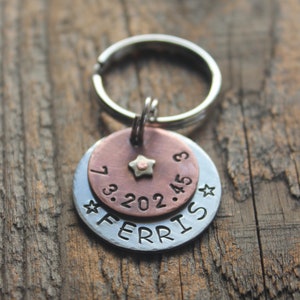 Dog Tag, Dog Tags for Dogs, Pet Tag, Pet ID Tags, Name Tag, Cat Tag, Custom Pet ID, Hand Stamped, Personalized, Layered Tag With Star Rivet