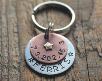 Dog Tag, Dog Tags for Dogs, Pet Tag, Pet ID Tags, Name Tag, Cat Tag, Custom Pet ID, Hand Stamped, Personalized, Layered Tag With Star Rivet