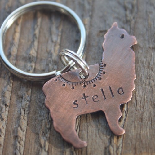 Dog Tag, Dog Tags for Dogs, Personalized Dog Tag, Pet ID Tag, Custom Dog Tag, Llama Pet Tag, Keychain, Alpaca, Hand Stamped Dog Tag, NameTag