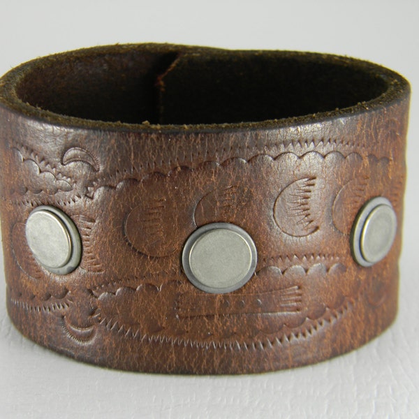 Brown Leather Cuff Bracelet Medium #53