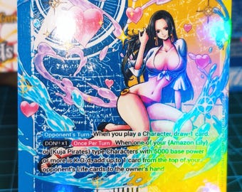 One Piece Proxy, OP14 Boa Hancock Leader (Blue/Yellow), FullColor & Artistic Full Foiled Finished, Custom AA Handmade Work