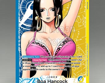 One Piece Proxy, OP14 Boa Hancock Leader (Blue/Yellow), FullColor & Artistic Full Foiled Finished, Custom AA Handmade Work