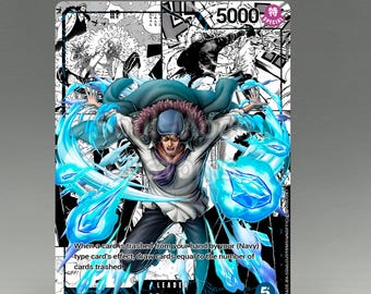One Piece Proxy, Kuzan Leader (Blue), FullColor & Artistic Full Foiled Finished, Custom Alt Art Handmade Work