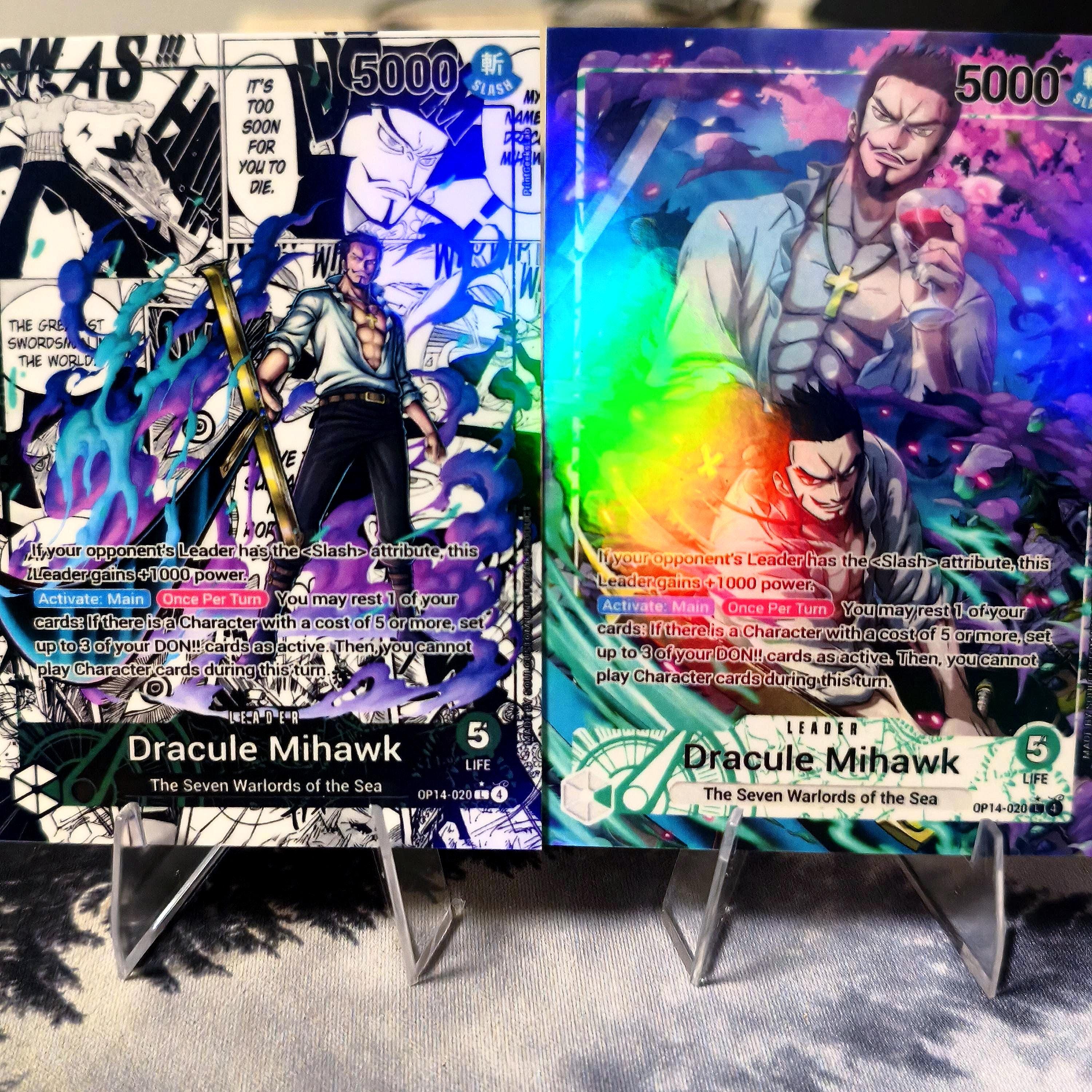 OP14 Mihawk Leader (green), One Piece Card Game Proxy Leader – Custom ...