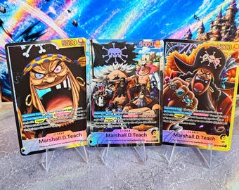 OP16 Marshall D Teach Proxy, verschiedene Designs, individuelle One Piece Leader TCG-Karte, holografische Karte