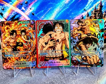 Luffy & Ace ST30 Custom Leader Karte | One Piece TCG Proxy Karte | Full Art Alternative Art | Brothers Collection | Anime Geschenk