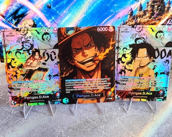 Ace Leader OP13 (Rot/Blau), Spot Holographic One Piece TCG Proxy Leader Card – Custom One Piece Card Game OPTCG Leader