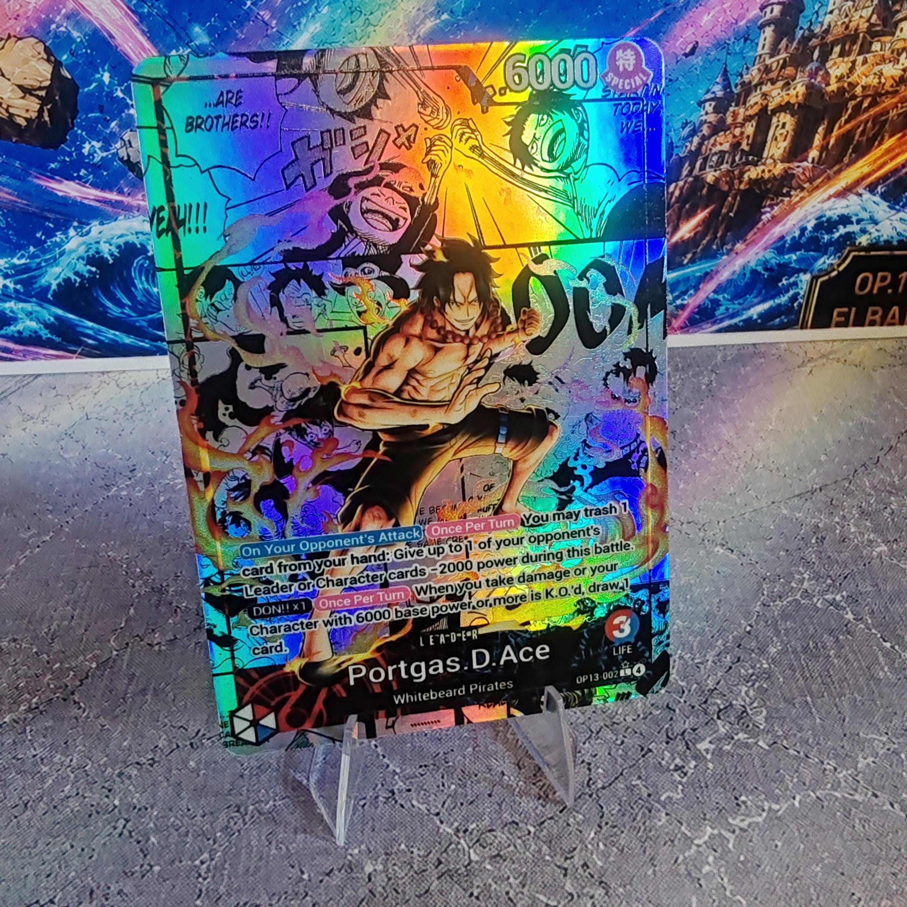 Ace Leader OP13 (red/blue), Spot Holographic One Piece TCG Proxy