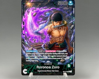 One Piece Proxy, Zoro Leader (green) Holographic TCG Card, Custom