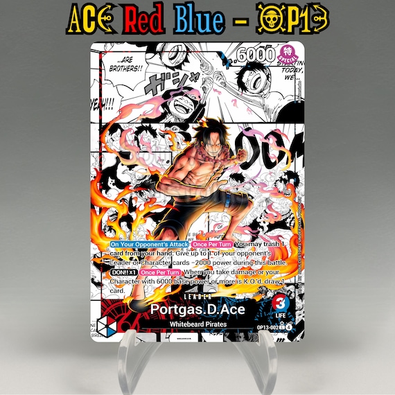 One Piece Proxy, Ace Leader OP13 (red/blue) Artistic Full