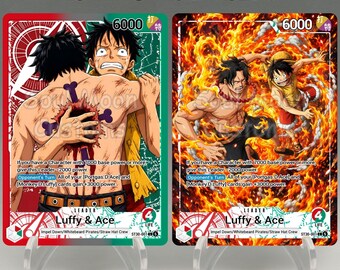 Luffy & Ace ST30 Custom Leader Card | One Piece TCG Proxy Card | Full Art Alternative Art | Brothers Collection | Anime Gift