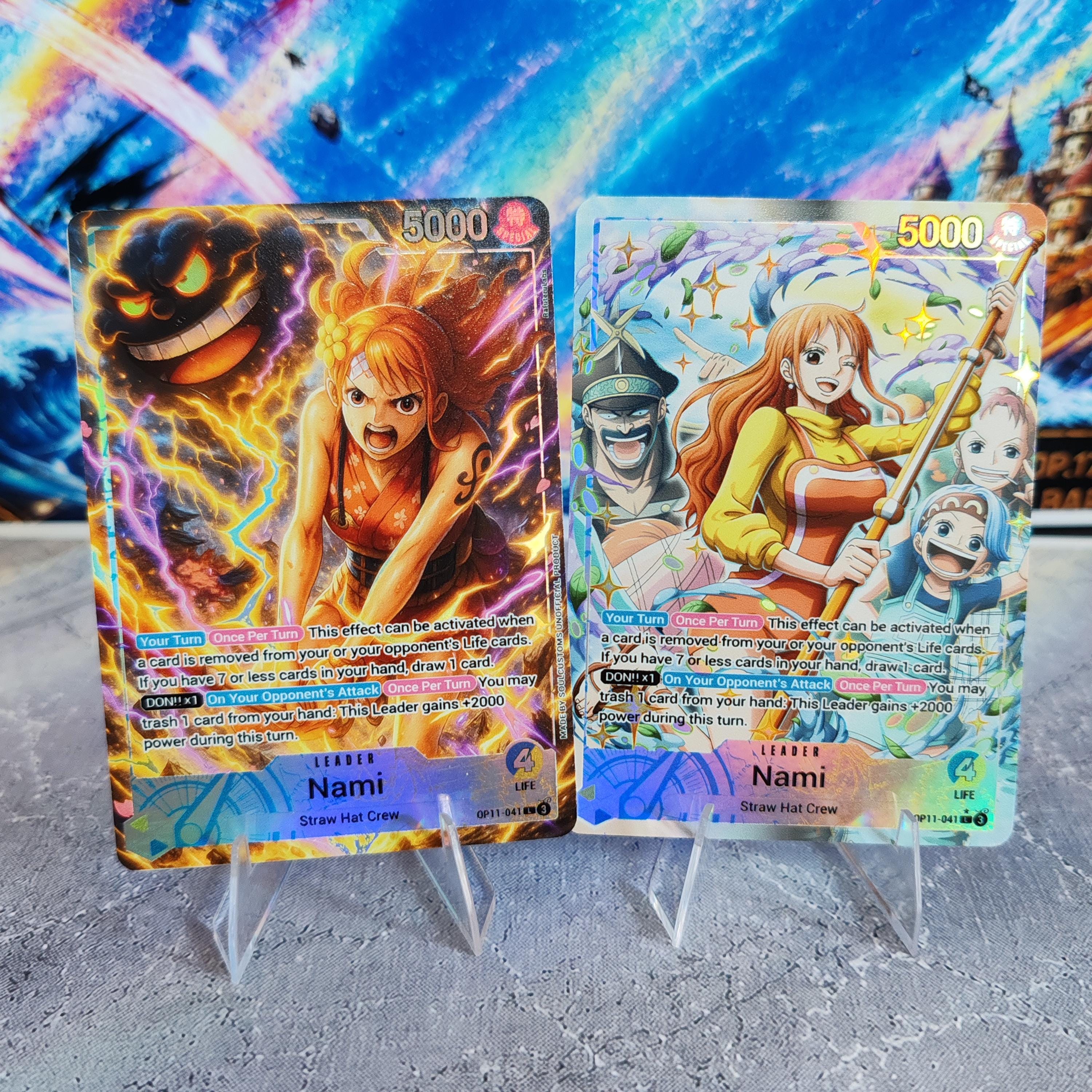 Nami OP11 Blue Yellow, One Piece Card Game Proxy Leader – Custom