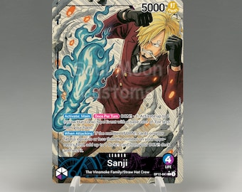One Piece Proxy, Sanji Leader (blue/purple) Holographic TCG Card