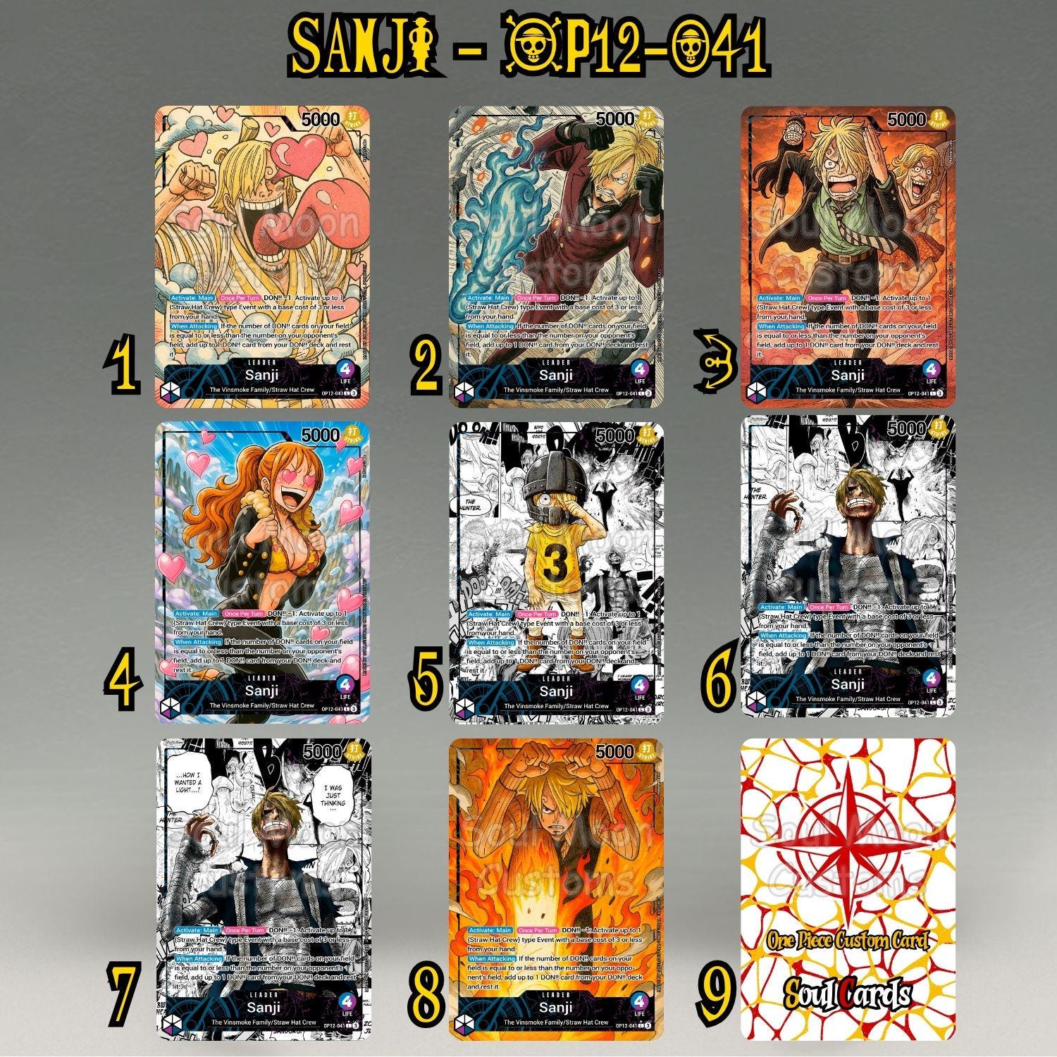 Sanji Leader Op12(blue/purple), Custom Proxy, One Piece TCG Card