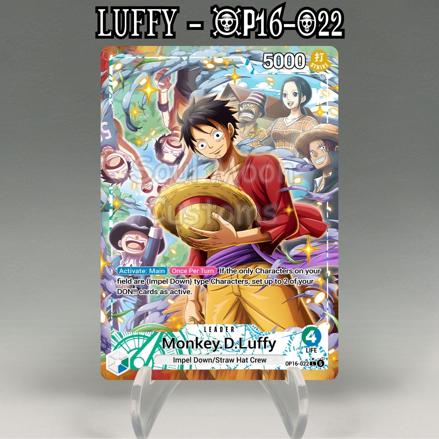 OP16 Monkey D. Luffy Leader Card, Custom One Piece TCG Proxy