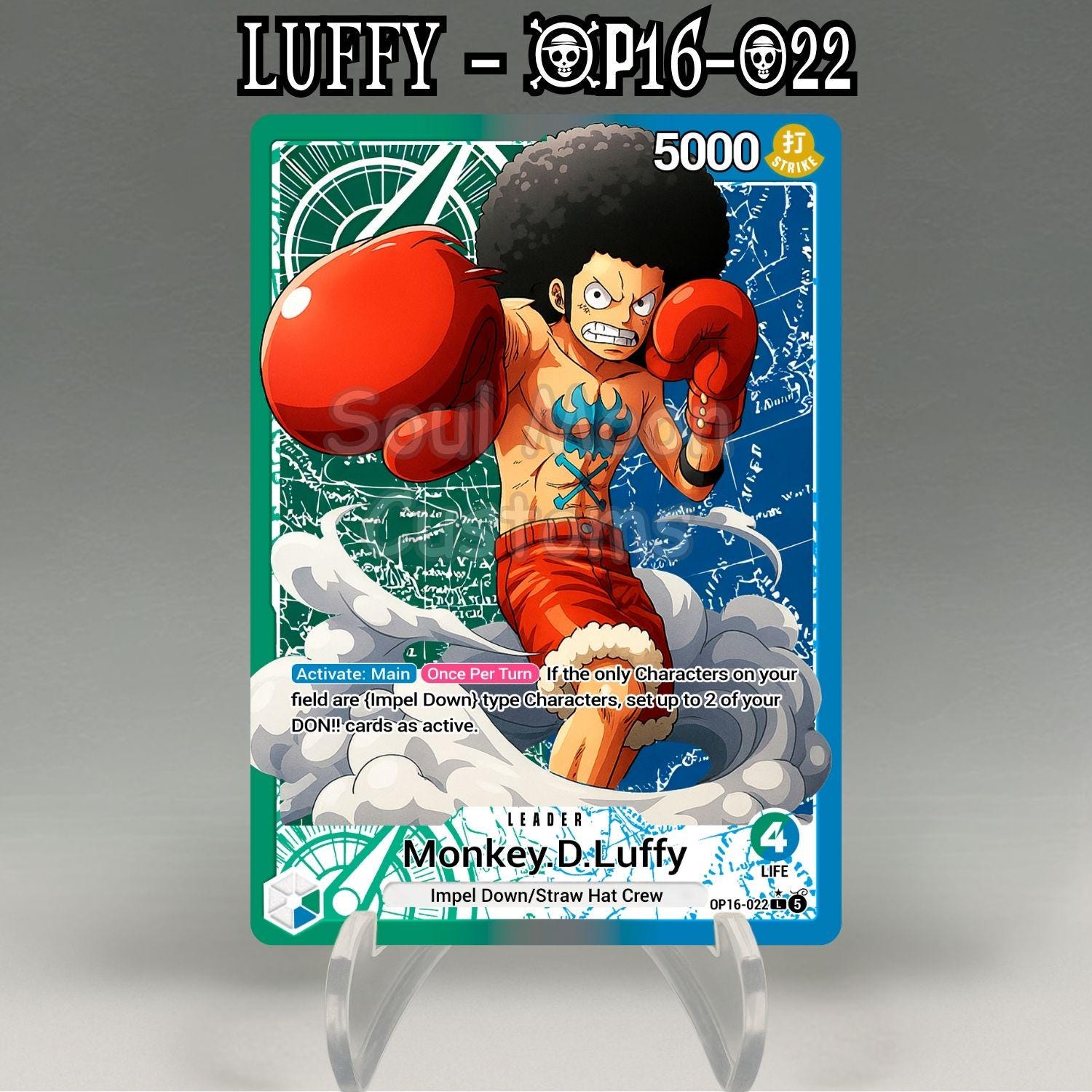 OP16 Monkey D. Luffy Leader Card, Custom One Piece TCG Proxy