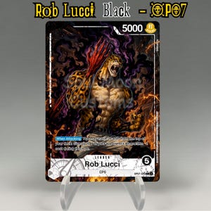 One Piece Proxy, Rob Lucci Leader (Black) Holographic TCG Card, Custom Alt Art Handmade Work, S33 German Black Core 330GSM, Shop Back Promo