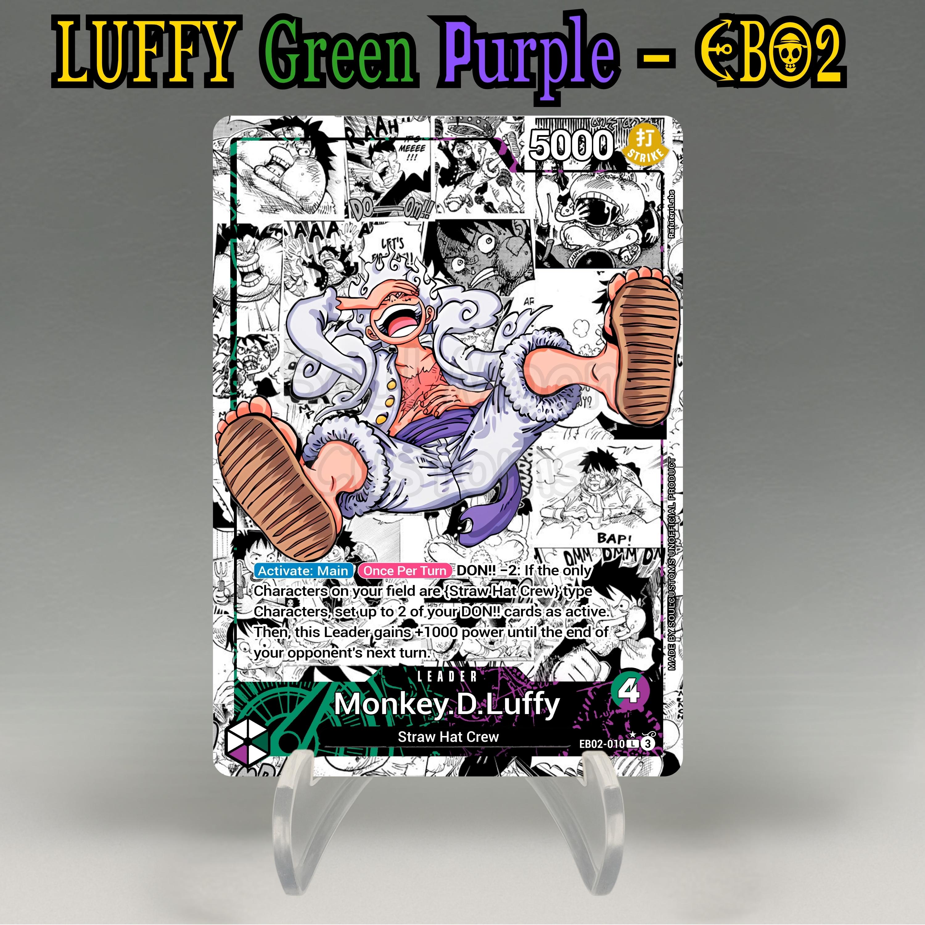 One Piece Proxy, Luffy G5 Leader (green/purple) Holographic TCG